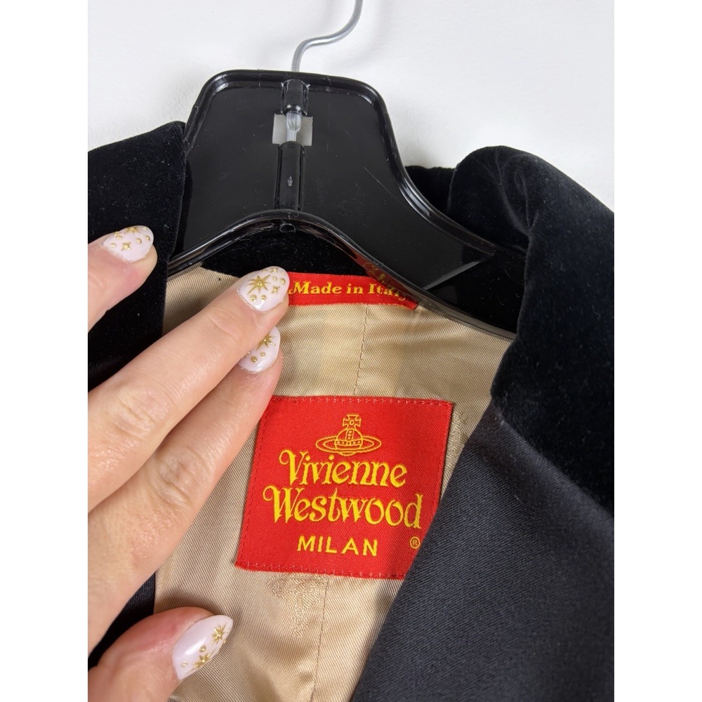 Vintage Vivienne Westwood Red Label Wool Black Blazer Velvet Collar 90s SZ 42 - Picture 8 of 11